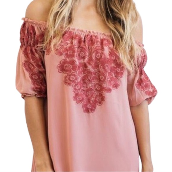 For Love and Lemons Pink Off-the-Shoulder Sicily dress - Picture 7 of 12